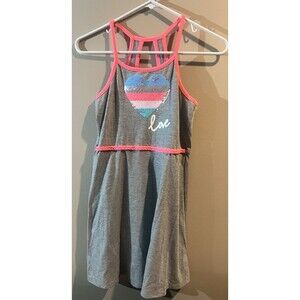 Pink & Violet Neon Pink/Heather Grey Heart Sparkles Size 10/12